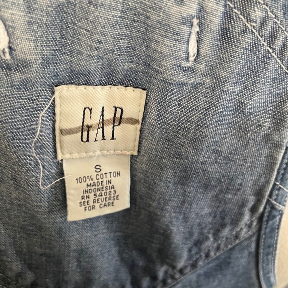 Gap Blue Denim Shortalls Medium Wash 100% Cotton Carpenter Overalls Size Small - Picture 3 of 8
